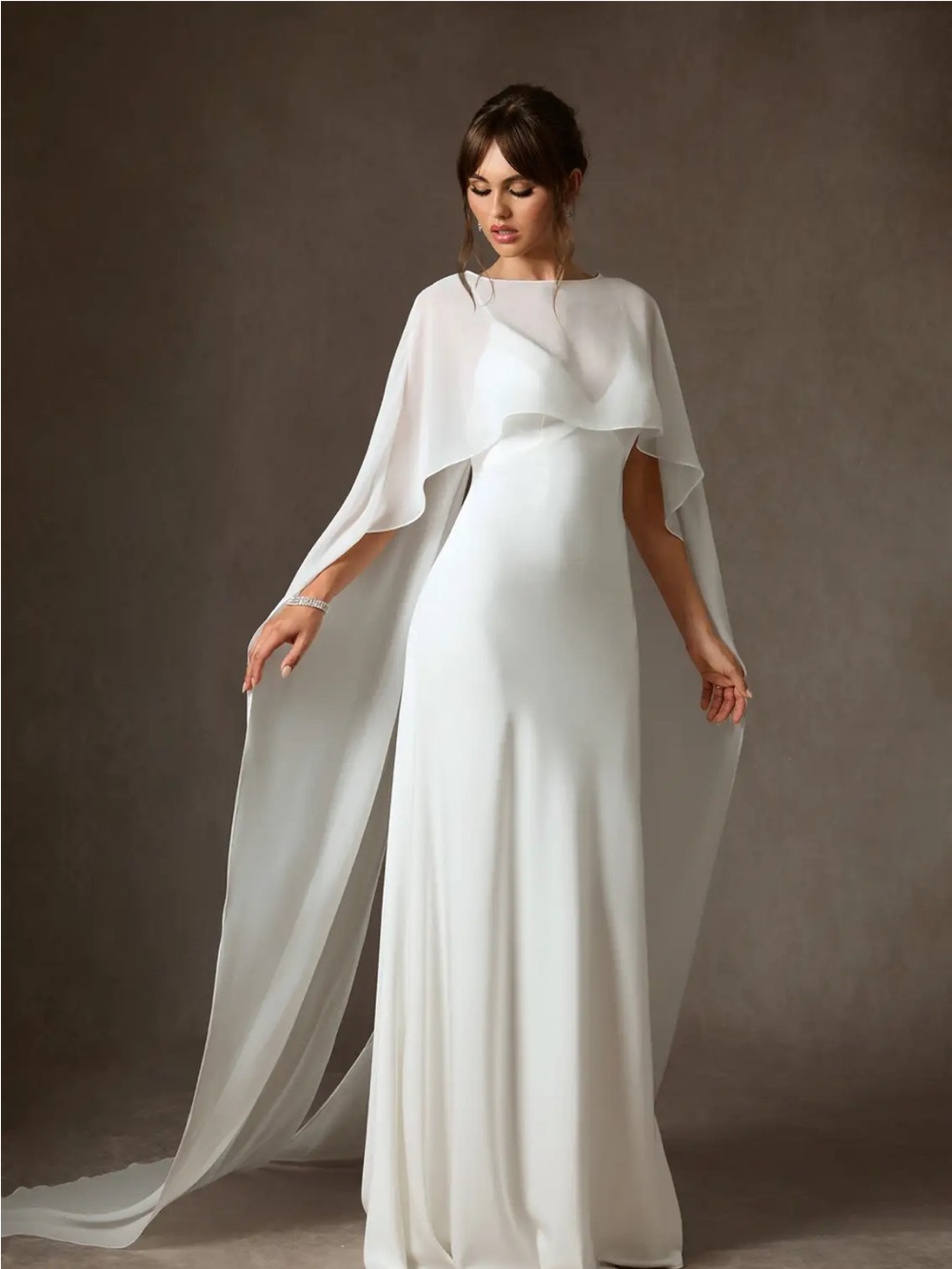 NWT Azazie Caity Dress Diamond White Size 14 | Wedding Formal Chiffon Gown